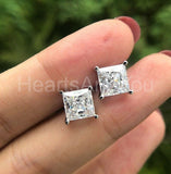 1.3ct Princess Simulated Diamond Solitaire Stud Earrings 14K White Gold Plated