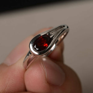 0.75ct Oval Cut Red Garnet Solitaire Promise Engagement Ring 14k White Gold Over