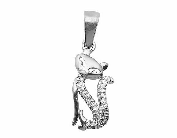 0.5ct Round Cut VVS1D Diamond Pendant Cat Design 14k White Gold Finish NO CHAIN