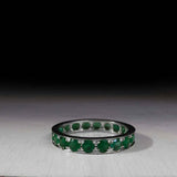 3ct Wedding Band Round Cut Emerald Full Eternity Stackable 14k White Gold Finish