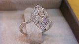 1ct Marquise Cut VVS1 Diamond Halo Unique Engagement Ring 14k White Gold Finish