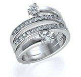 3Ct Round Princess Cut Diamond Wrap Bypass Engagement Ring 14K White Gold Finish