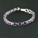 10ct Oval Cut Purple Amethyst Elegant Tennis Bracelet 14k White Gold Finish