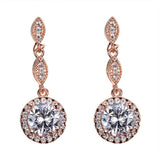 3ct Round Cut VVS1 Diamond Halo Milgrain Design Drop Earrings 14k Rose Gold Over