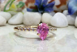 1.7ct Pear Cut Pink Sapphire Round Diamond Accent Ring 14k Yellow Gold Finish