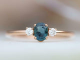 1ct Engagement Ring Oval Cut London Blue Topaz Three Stone 14k Rose Gold Finish