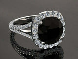 2ct Round Cut Black Diamond Engagement Ring Halo Split Shank 14k White Gold Over