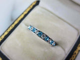 1ct Round Blue Aquamarine Alternate Diamond Eternity Band 14k White Gold Finish