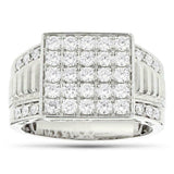 5.5ct Round Cut Diamond Five Row Cluster Men Engagement Ring 14K White Gold Over