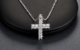 3ct Princess Cut VVS1 Diamond Pendant Cross Shape 14k White Gold Finish NO CHAIN