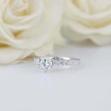 1.7ct Round Diamond 6 Prong Solitaire with Accents Ring 18k White Gold Finish