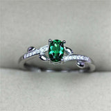 1.2ct Oval Cut Emerald Engagement Ring Solitaire with Accent 14k White Gold Over