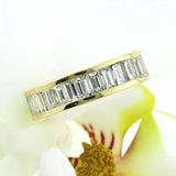 3.5ct Emerald Cut Diamond Wedding Ring Band Full Eternity 14k Yellow Gold Finish