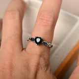 1ct Heart Black Diamond Engagement Ring Solitaire with Accent 14k WhiteGold Over