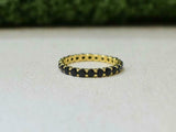 1ct Wedding Band Round Cut Black Diamond Full Eternity 14k Yellow Gold Finish