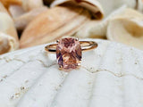 2.5ct Engagement Ring Cushion Cut Peach Morganite Solitaire 14k Rose Gold Finish