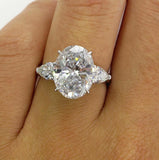 4Ct Oval Cut Diamond Trilogy Engagement Ring 14K White Gold Over Pear Accents