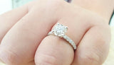 2.2ct Round Diamond Engagement Ring Solitaire with Accents 14k White Gold Finish