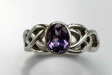 2ct Oval Purple Amethyst Engagement Ring Celtic Double Knot 14k White Gold Over