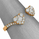 3Ct Round Cut Diamond Two Hearts Open ByPass Engagement Ring 14K Rose Gold Over