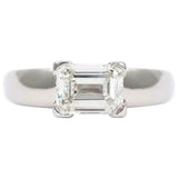 1ct Emerald Cut Diamond Engagement Ring Solitaire East West 14k WhiteGold Finish