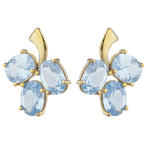 2.3ct Drop Earrings Oval Cut Blue Aquamarine Berry Fruit 14k Yellow Gold Finish