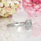 2.5ct Emerald Cut Diamond Engagement Ring Accent Solitaire 14k White Gold Finish