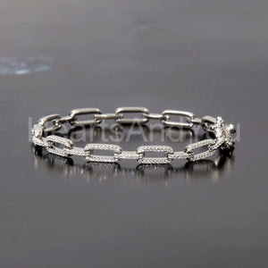 5ct Round Cut Moissanite Paperclip Minimalist Bracelet 14k White Gold Plated