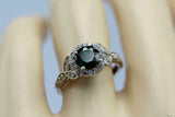 2ct Round Green Emerald Engagement Ring Diamond Floral Halo 14k White Gold Over