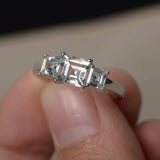 1.5ct Asscher Cut Diamond Engagement Ring 14k White Gold Finish Trilogy Promise