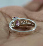 1.4ct Oval Cut Purple Amethyst Filigree Split Shank Ring 14k White Gold Finish