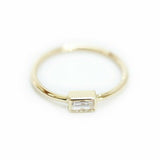 0.5ct Emerald Cut Diamond Engagement Ring Minimalist 14k Yellow Gold Finish