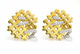 1ct Round Cut VVS1D Diamond Mesh Stylish Stud Earrings 14k Yellow Gold Finish