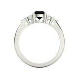 2Ct Oval Black Diamond Petite Round Accent Engagement Ring 14K White Gold Finish