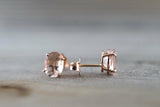 2ct Oval Cut Peach Morganite Push Back Stud Earrings 14k Rose Gold Finish