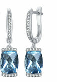 2.6ct Drop Earrings Cushion Cut Blue Topaz Partywearr 14k White Gold Finish