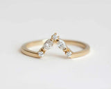 1.5ct Trillion Cut Diamond Engagement Ring 14k YellowGold Over Curved Bridal Set