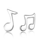 Cute Small Musical Notes Rhythm Stud Earrings Women Girls 14k White Gold Finish