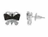 0.33ct Round Black & White Diamond Butterfly Stud Earrings 14k White Gold Finish