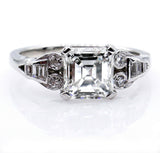 2Ct Asscher Cut VVS1/D Diamond Vintage Engagement Ring 14K White Gold Finish