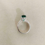 2ct Round Cut Green Emerald Diamond Round Accent Ring 14k White Gold Finish