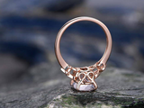 2ct Oval Cut Peach Morganite Engagement Ring Diamond Accent 14k Rose Gold Finish