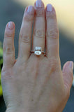 1.5ct Engagement Ring Radiant Cut Diamond Halo Solitaire 14k Rose Gold Finish