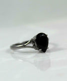 1ct Engagement Ring Pear Cut Black Diamond Solitaire 14k Black Gold Finish