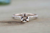 1.3ct Cushion Cut Peach Morganite Engagement Ring Hidden Halo 14k Rose Gold Over