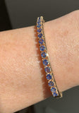 5ct Round Cut Blue Sapphire Filigree Bracelet 14K Yellow Gold Finish