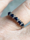 3ct Round Cut Blue Sapphire Diamond Petite Half Eternity Band 14k WhiteGold Over