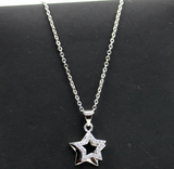 1ct Round Cut Diamond Double Star Party Promise Pendant Chain 14k WhiteGold Over