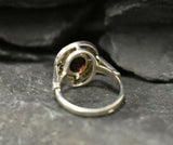 2.7ct Oval Cut Red Garnet Vintage Inspired Halo Ring 14k White Gold Finish