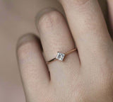 0.5ct Princess Cut Diamond Engagement Ring 14k Rose Gold Over Minimalist Promise